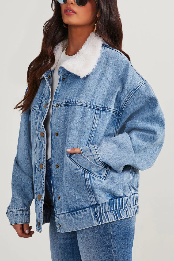 Women's Fur Collar Large Lapel Double Slip Jackets