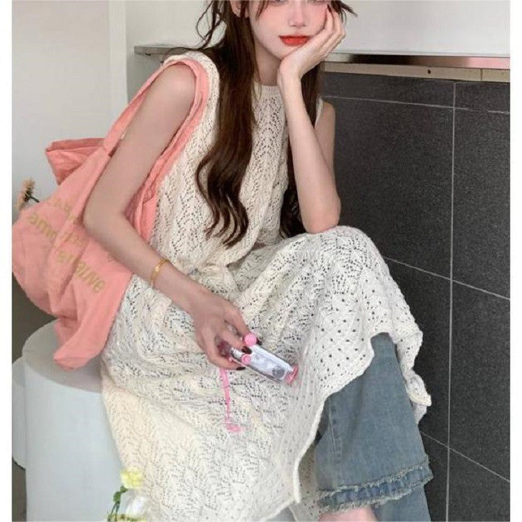 Hollow Beach Hot Long Slit Round Dress