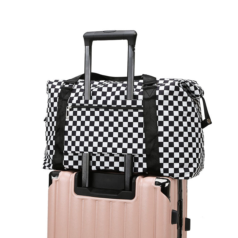 Plaid Portable Dry Wet Separation Large Travel Bags
