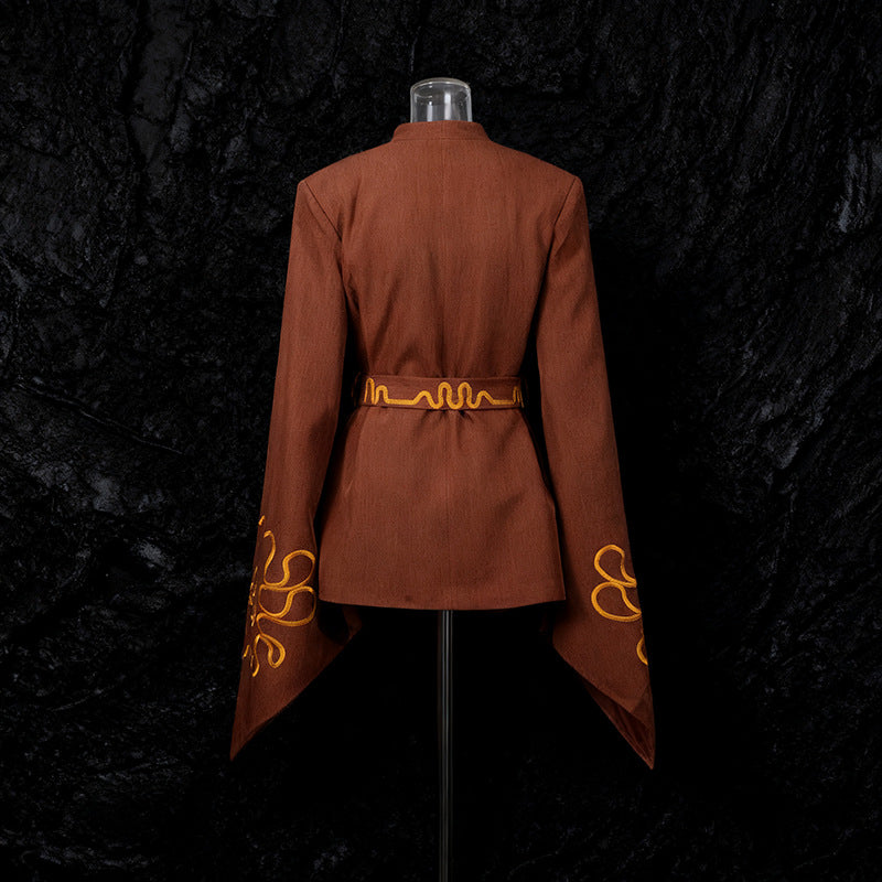High-grade Embroidered Elegant Flare Sleeve Waist Asymmetric Blazers