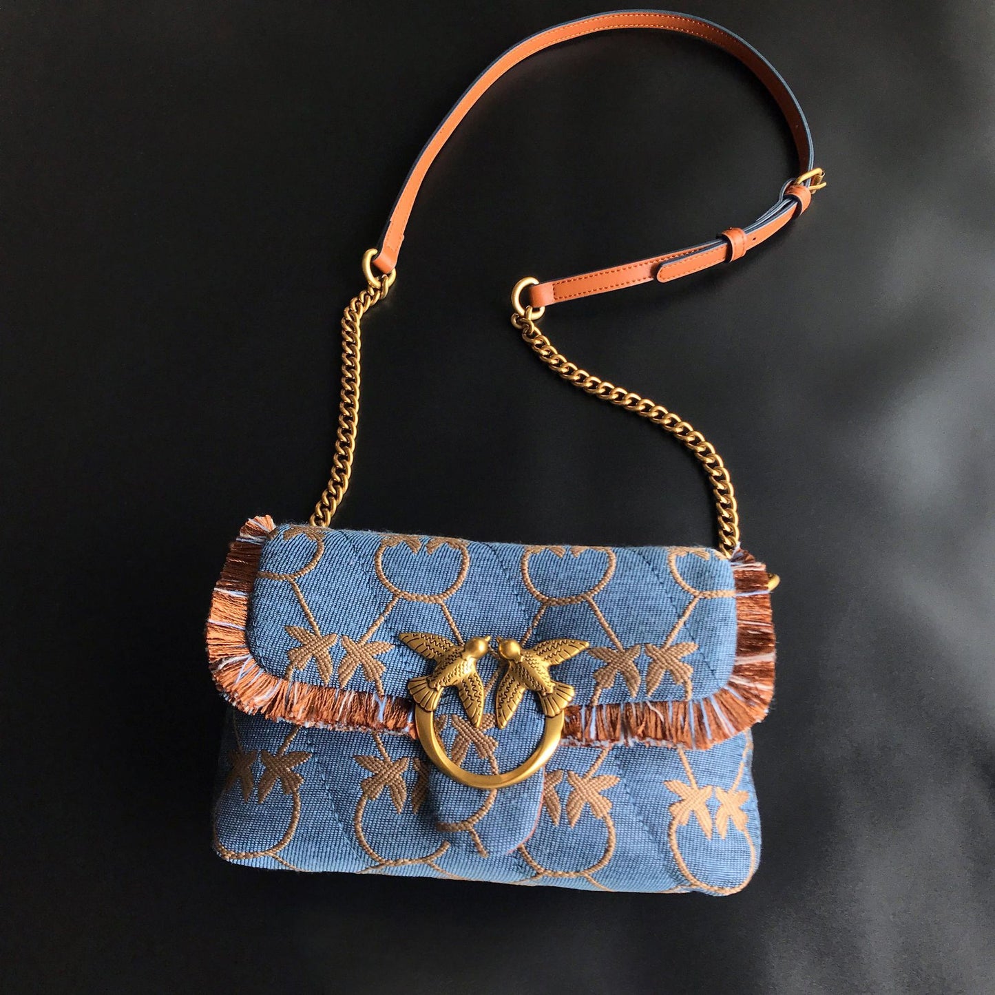 Women's Denim Leather Swallow Underarm Puff Pillow Bags