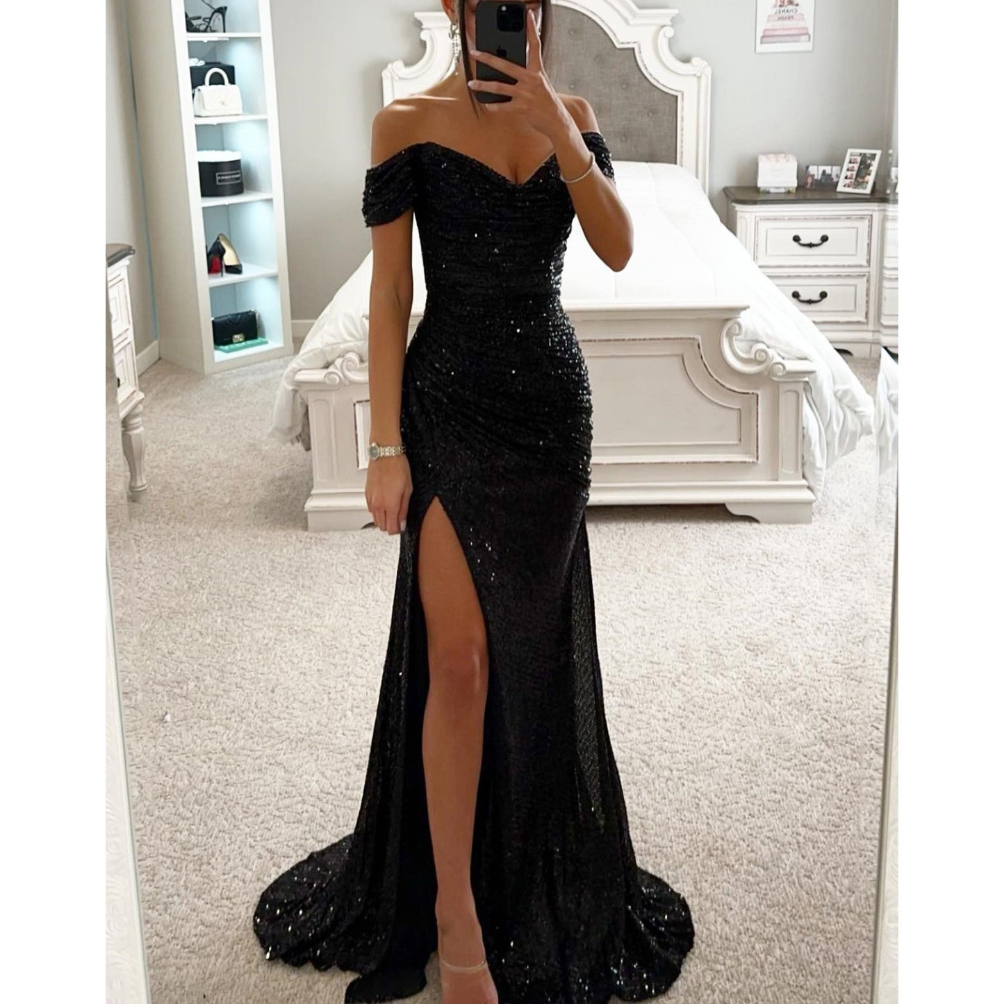 Women's Polyester Sexy Fine Split Ball Gown Dresses