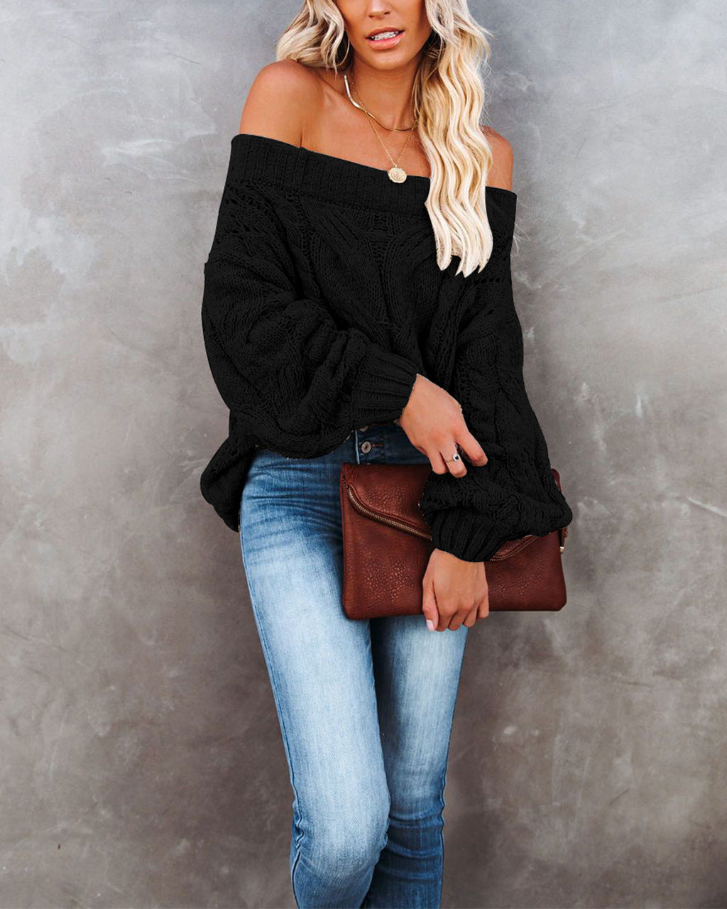 Women's Unique Loose Solid Color Pullover Sweaters