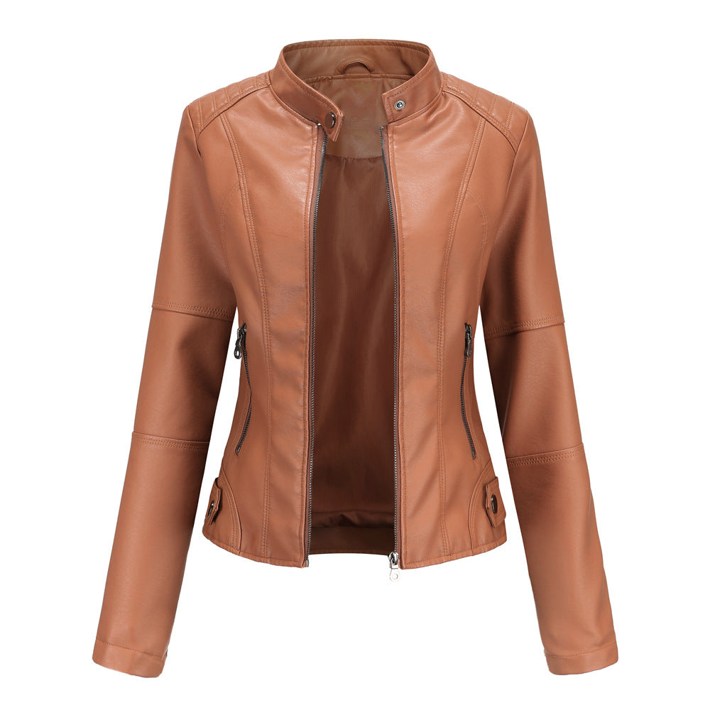 Women's European Leather Slim Thin Motorcycle Stand Clothing
