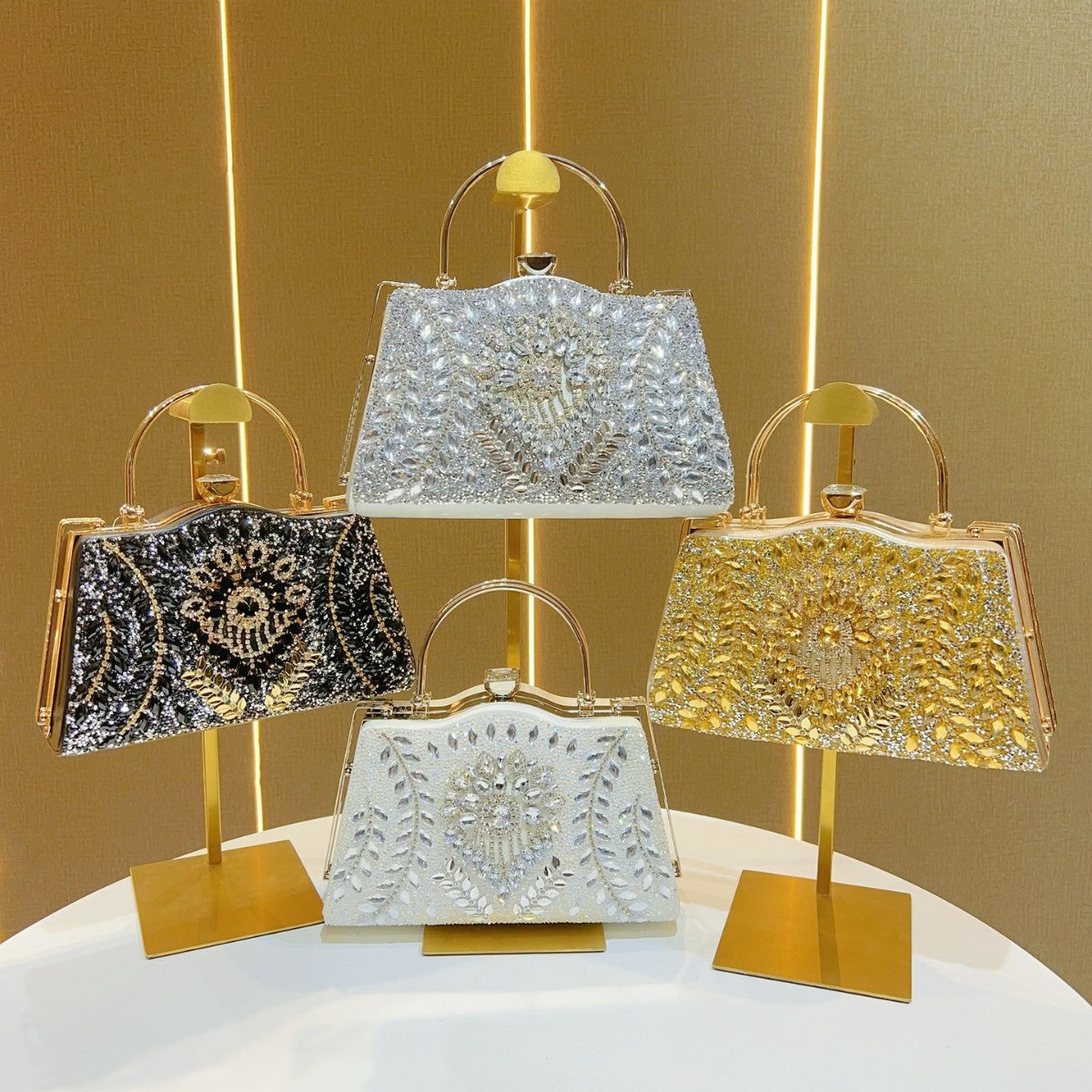 Women's Large Capacity High Sense Diamond Dinner Bags