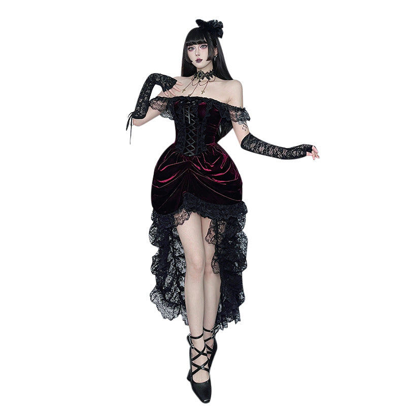 Dark Stitching Trailing Dress Gothic Style Dresses