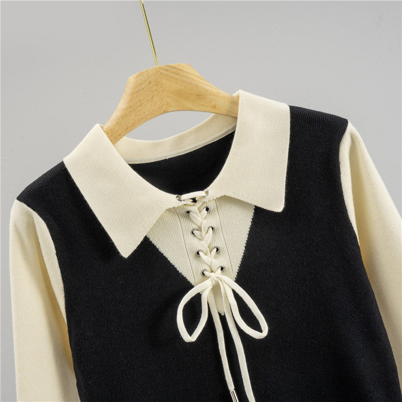 Style Gentle Lapel Design Woolen Inner Match Dress