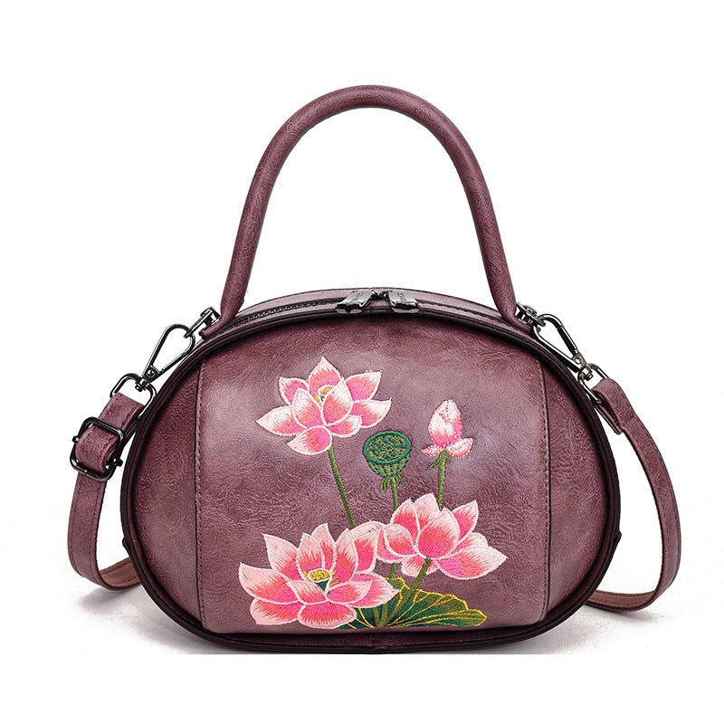 Women's Chinese Style Size Embroidered Lotus Ethnic Handbags