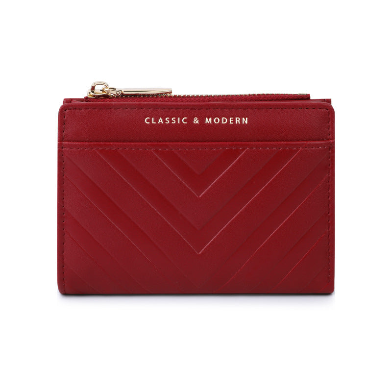 Women's Striped Embossed Leather For Multiple Slots Ladies Wallets