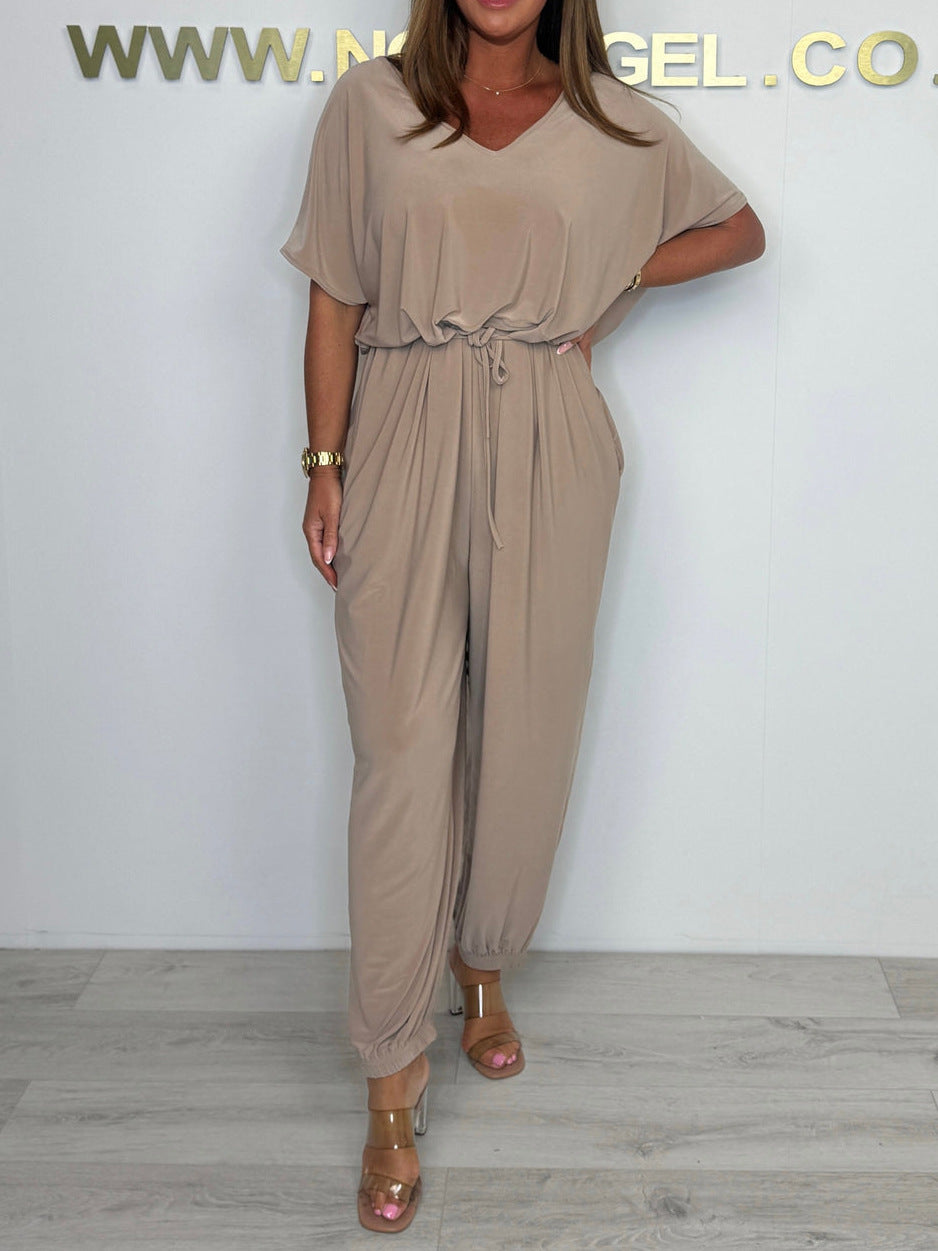 Women's Summer Waist Loose Solid Color Women's Jumpsuit/clothing