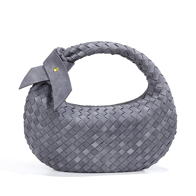 Large Capacity Woven Dumpling Croissant Frosted Handbags