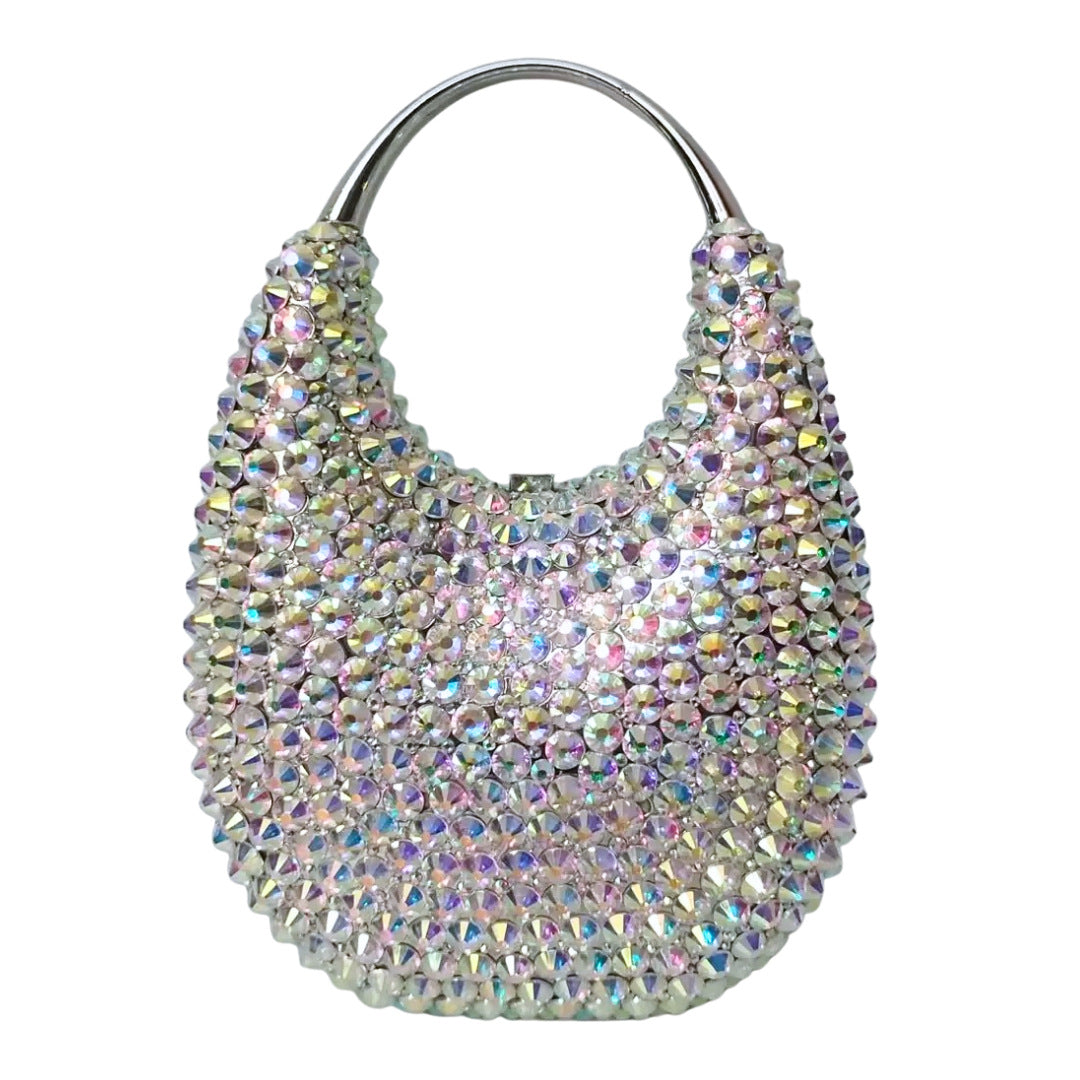 Women's Full Diamond Dinner Clutch Light Luxury Oval Portable Evening Bags