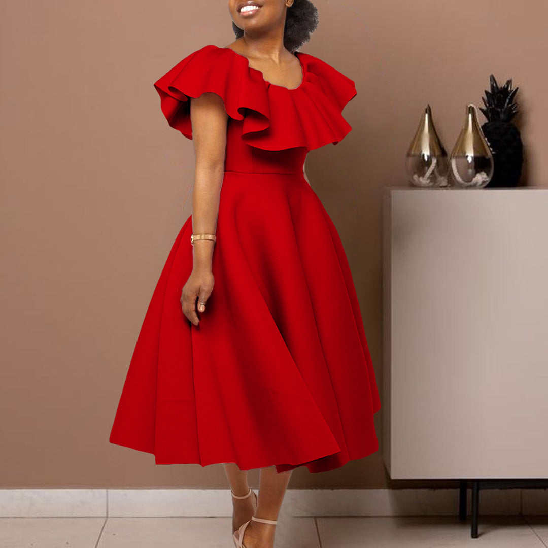 Fashionable Elegant Ruffled Banquet Dress Party Dresses