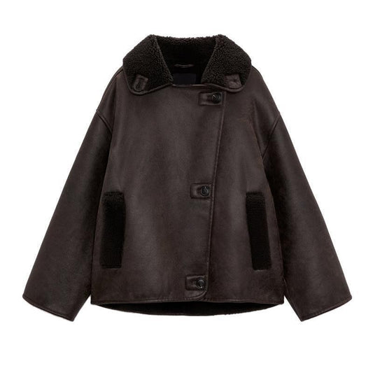 Women's Retro Imitation Lamb Wool Lapel Fur Coats