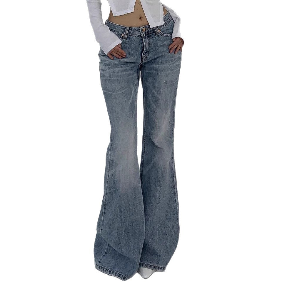 Women's Double Buckle Bell-bottom Slim Slimming Stretch Women's Jeans