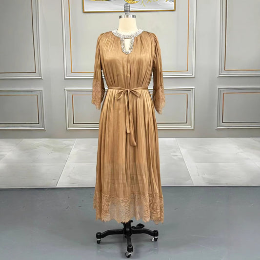 Women's Large Pleated Dress High-grade Lace Summer Dresses