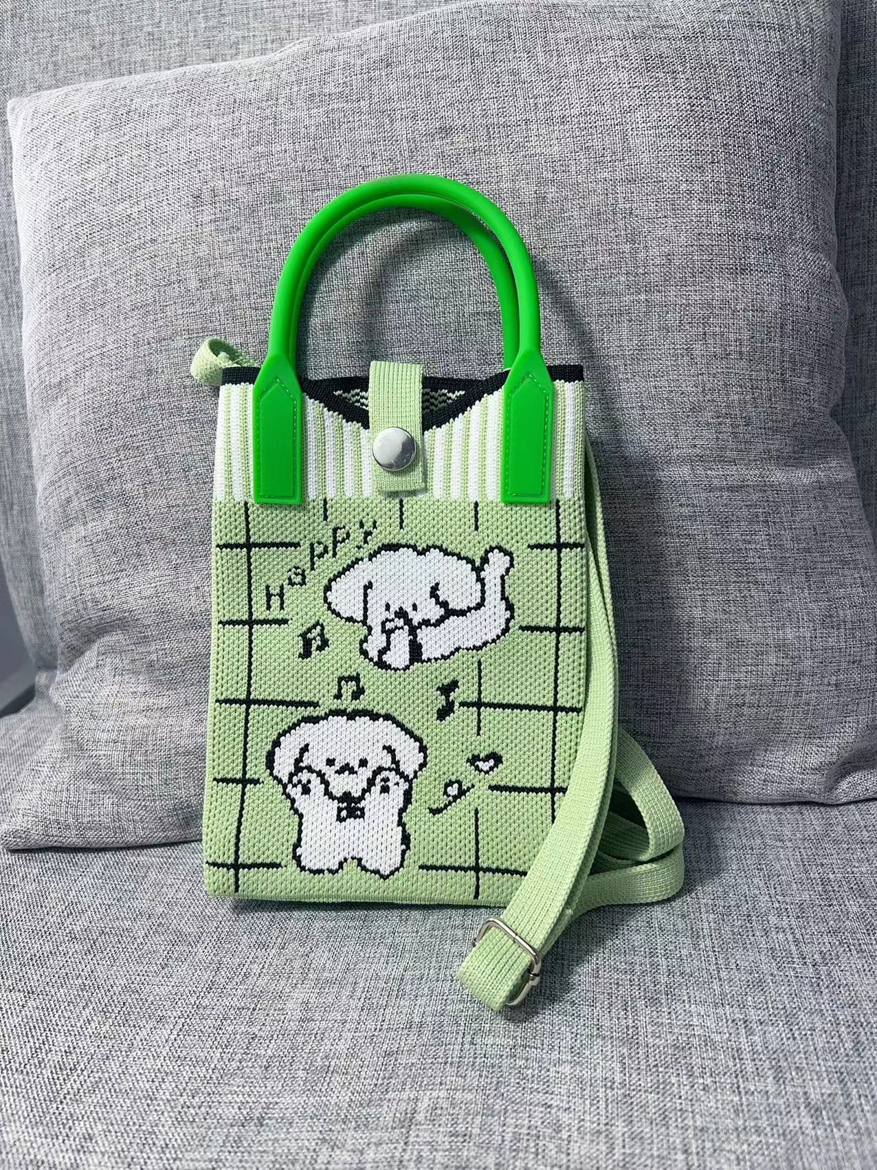 Summer Cartoon Mobile Wool Knitted Adjustable Bags