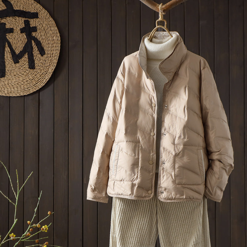 Women's Double-sided Wear Down Light Fashionable Solid Color Loose Jackets
