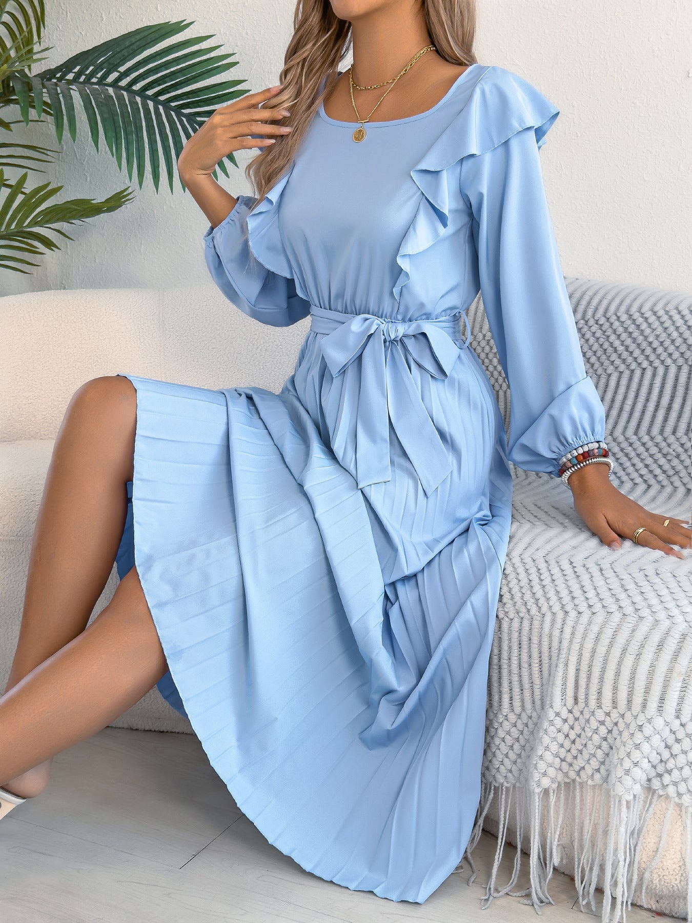 Women's Elegant Ruffles Square Collar Long Sleeve Clothing