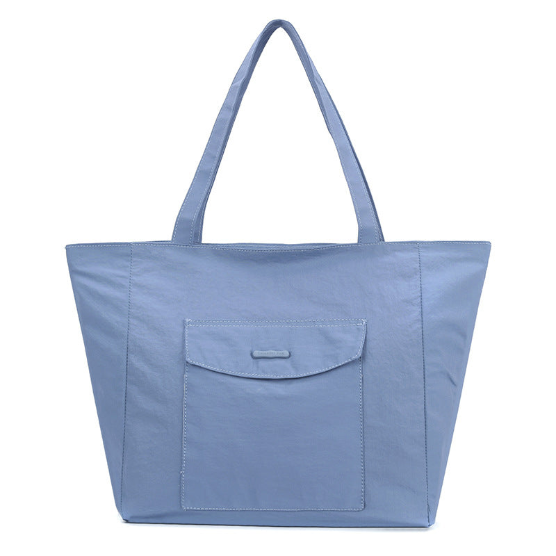 Simple Solid Color Large Capacity Commuter Tote Bags