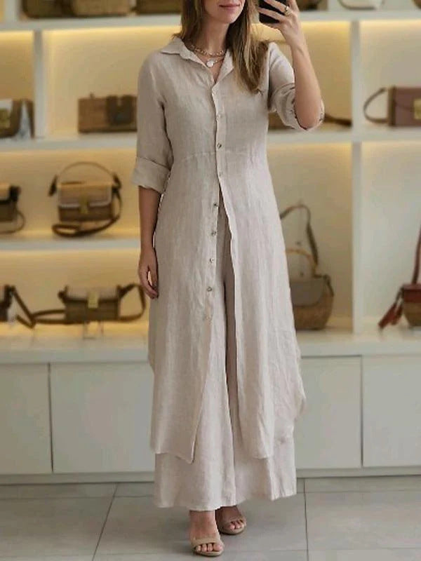 Women's Urban Elegant Cotton Linen Waisted Long-sleeved Suits