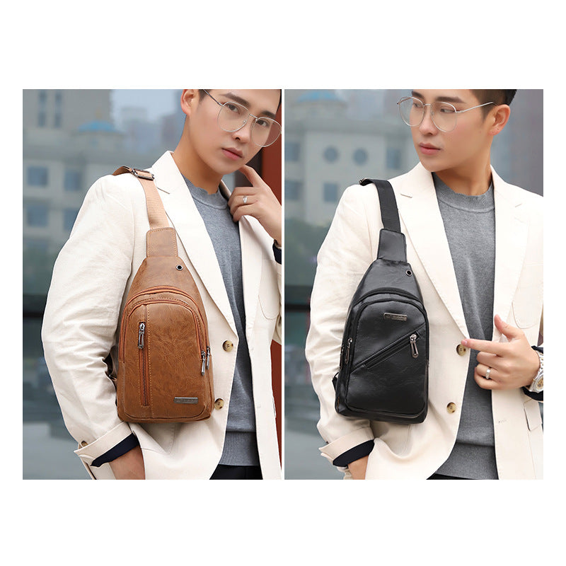 Men's New Large Capacity Leather Fashion Men's Chest Bags