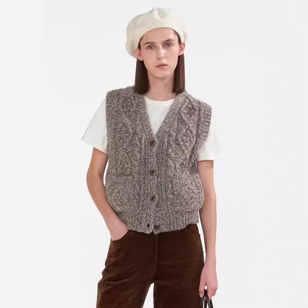 Women's Korean Style Casual Twist Waistcoat Buckle Vests