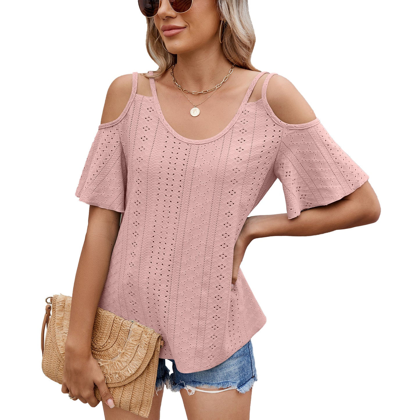 Versatile Women's Solid Color Loose Sleeve Women's T-shirt