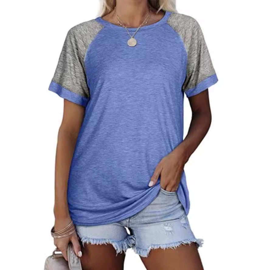 Charming Women's Round Neck Multicolor Sleeve Tops