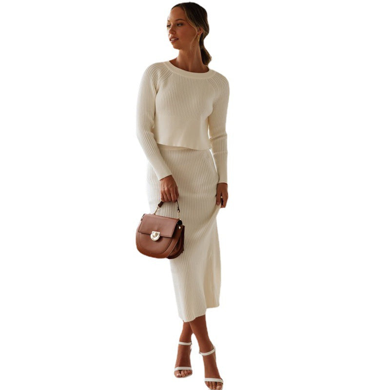 Dress Knitted Slit Hemline At Hem Sweaters