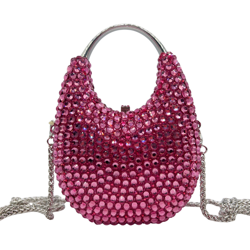 Women's Full Diamond Dinner Clutch Light Luxury Oval Portable Evening Bags