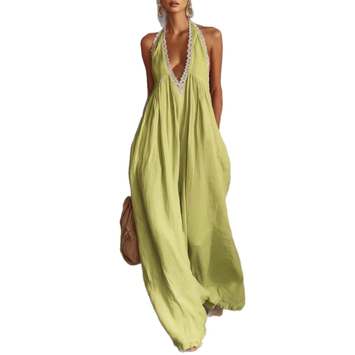 Casual Elegant Comfortable Lace Loose Linen Jumpsuits