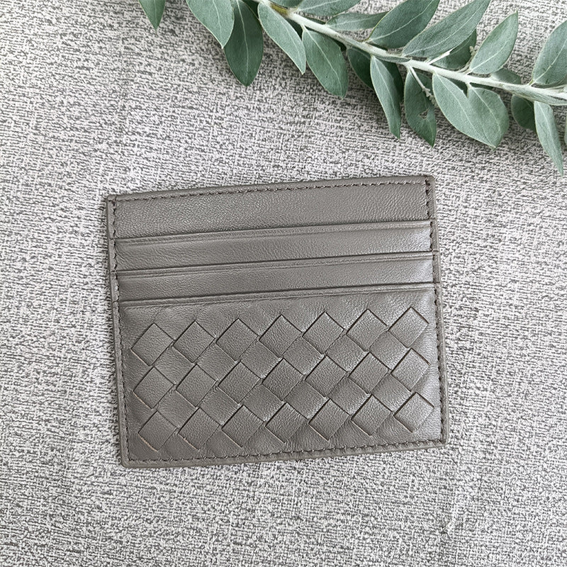 Women's & Men's & Name Sheepskin Woven Lightweight Clamp Card Holder