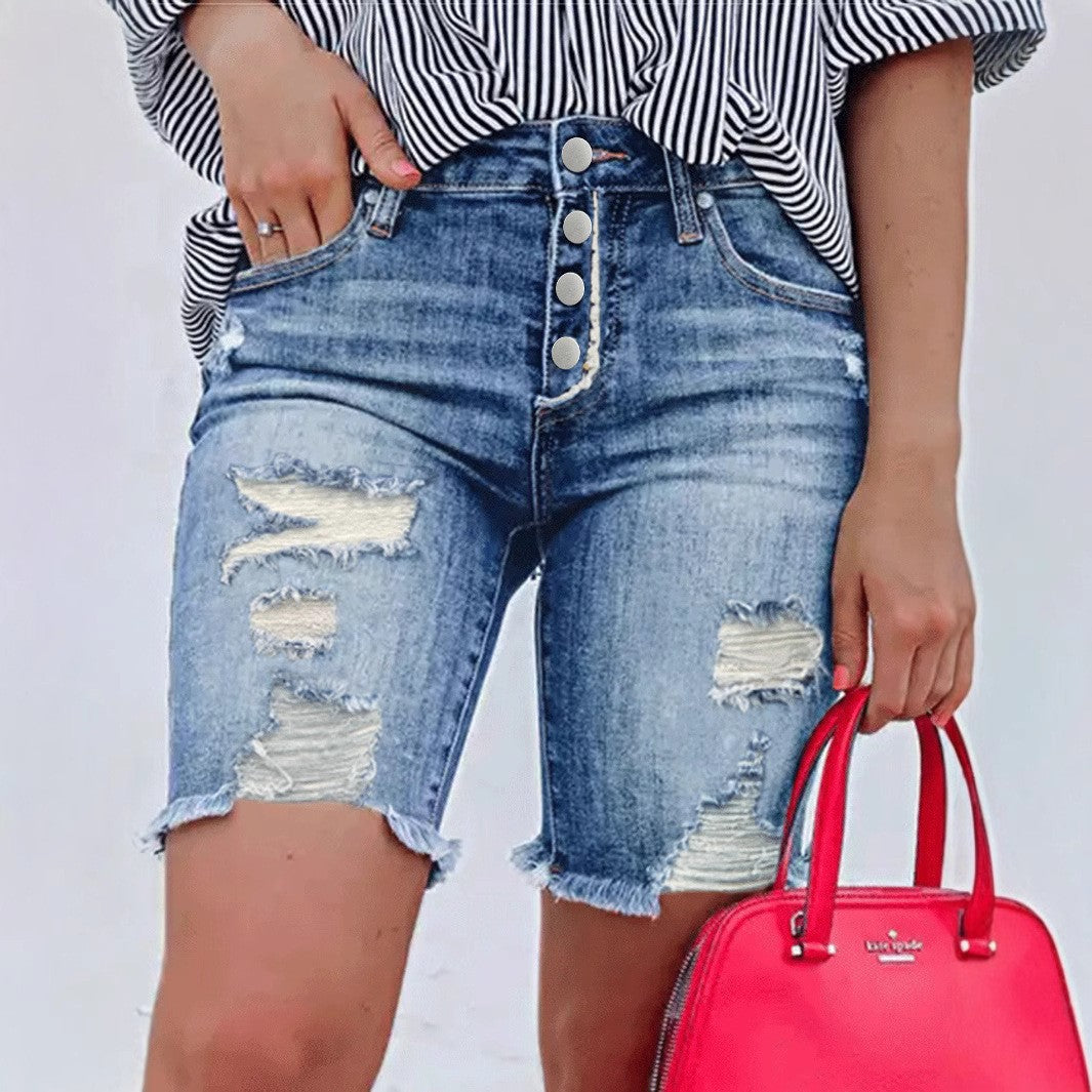 Women's Fashion Ripped Stretch Denim High Quality Women's Jeans
