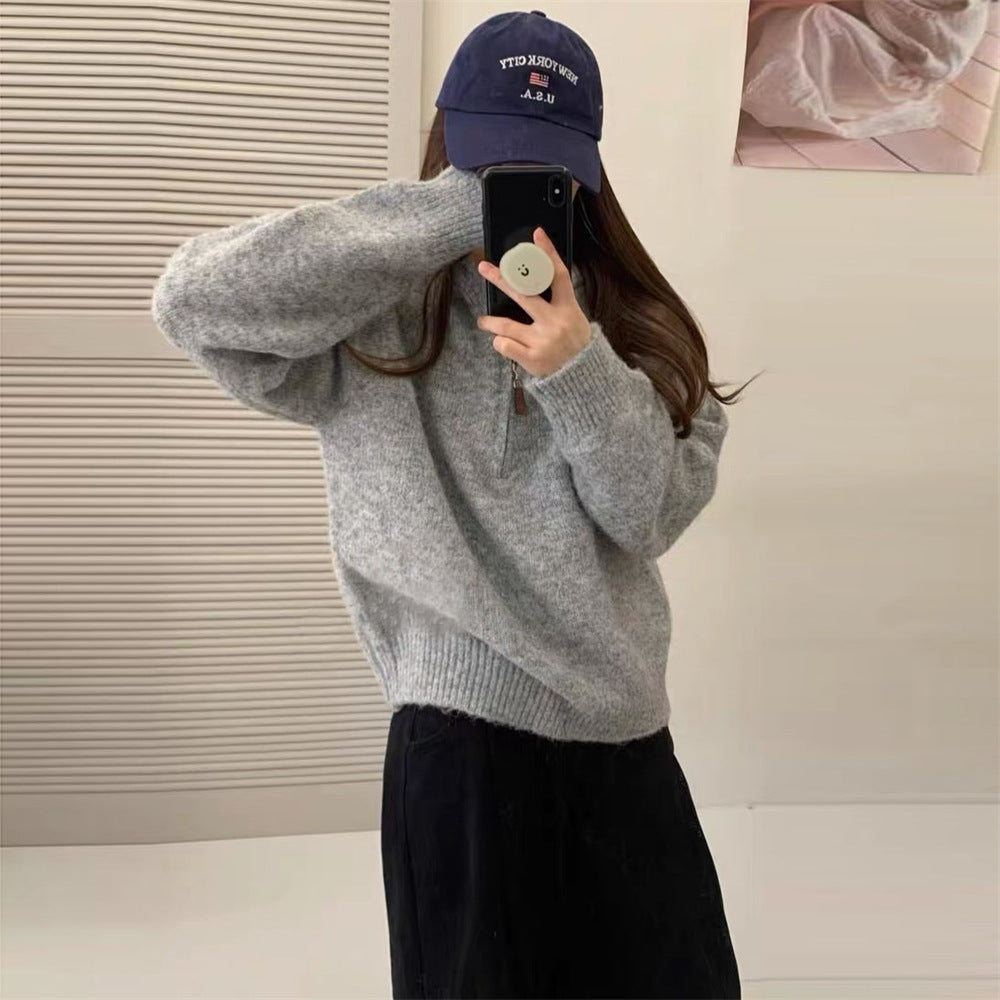 Women's Idle Soft Glutinous Loose Versatile Hooded Pullover Sweaters