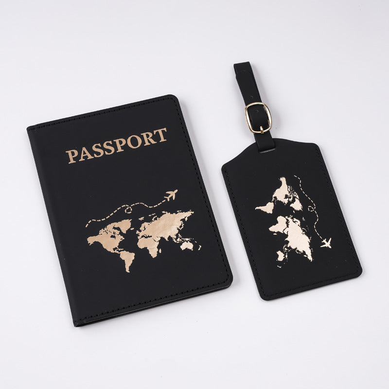 Oil Edge Bronzing Map Style Passport Cover Card Holder