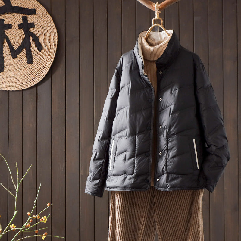 Women's Double-sided Wear Down Light Fashionable Solid Color Loose Jackets
