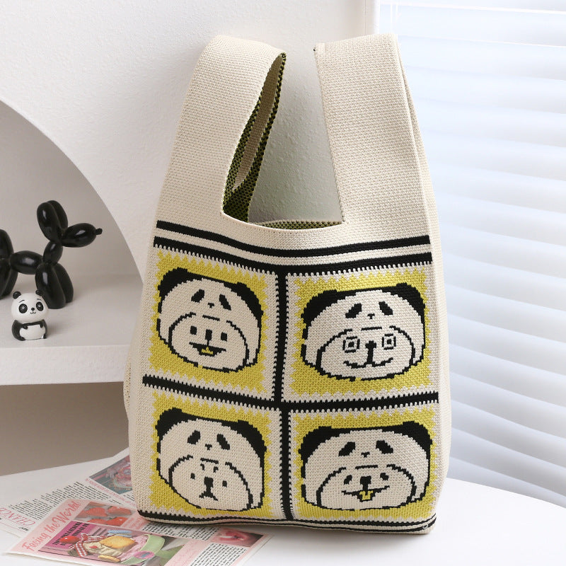 Panda Grandpa Cute Everyday Joker Polyester Handbags