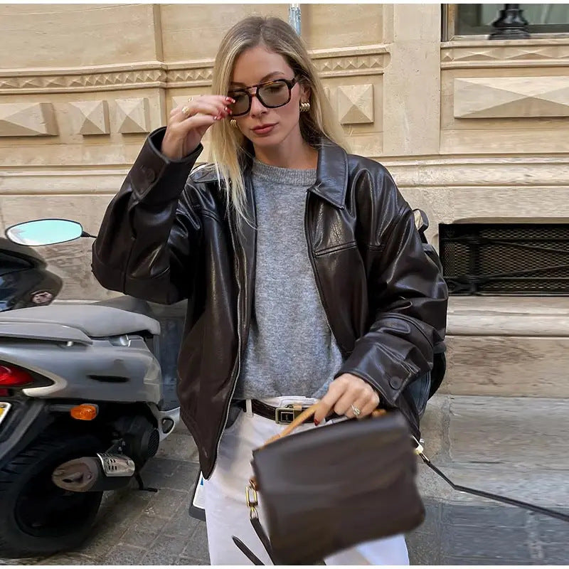 Women's Cool Pretty Faux Leather Bomber Jackets