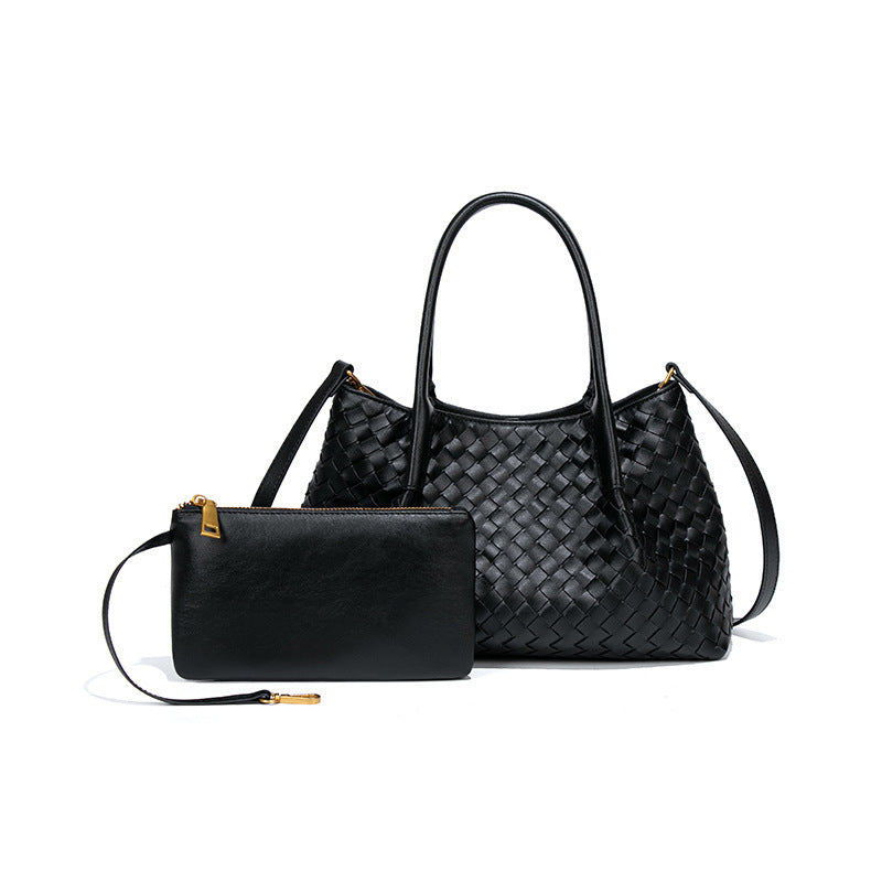 Women's Hand-woven Genuine High Texture Large Capacity Commute Handbags