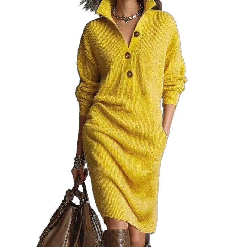 Women's Idle Style Overknee Dress Long Loose Sweaters