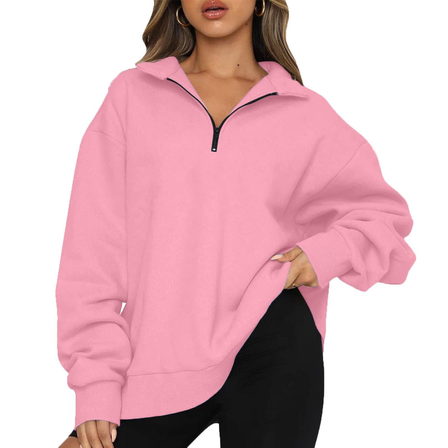 Women's Casual Half Zipper Pullover Long Sleeve Women's Sweater, Sweater