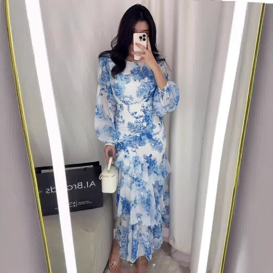 Women's Spring Floral Design Chiffon Printed Dress Dresses