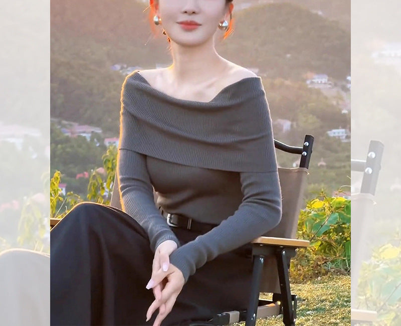 Women's Autumn Mature Elegant Slim Fit Base Knitwear