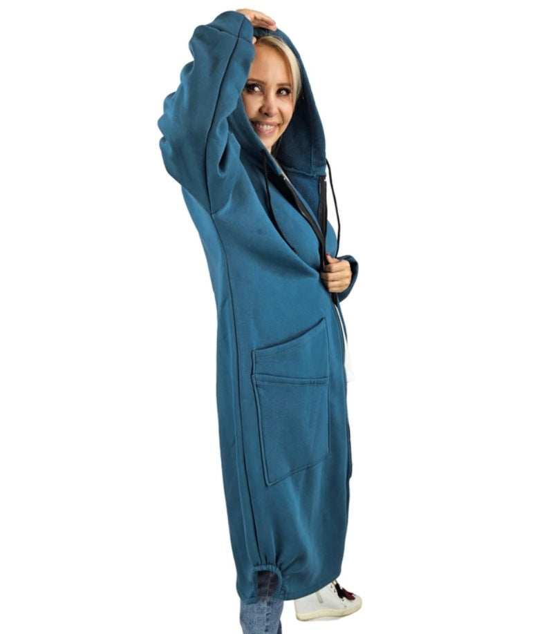 Knit Hooded Fleece Lined Casual Fashionable Women's Sweater, Sweater