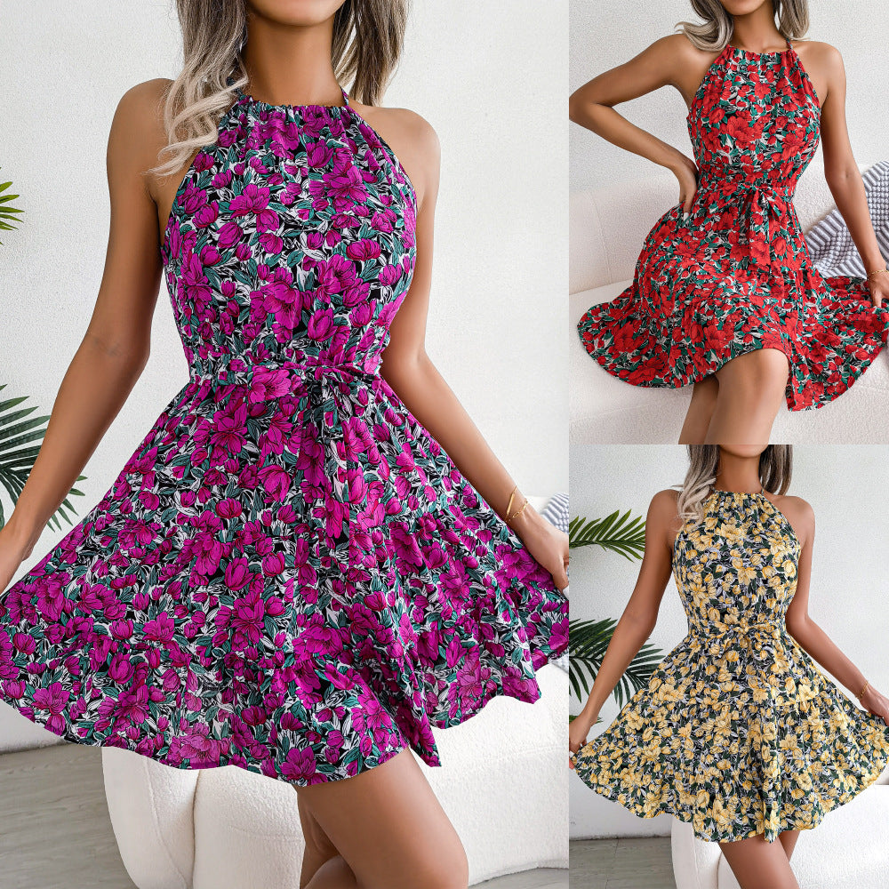 Women's Style Casual Ruffled Large Swing Floral Dress