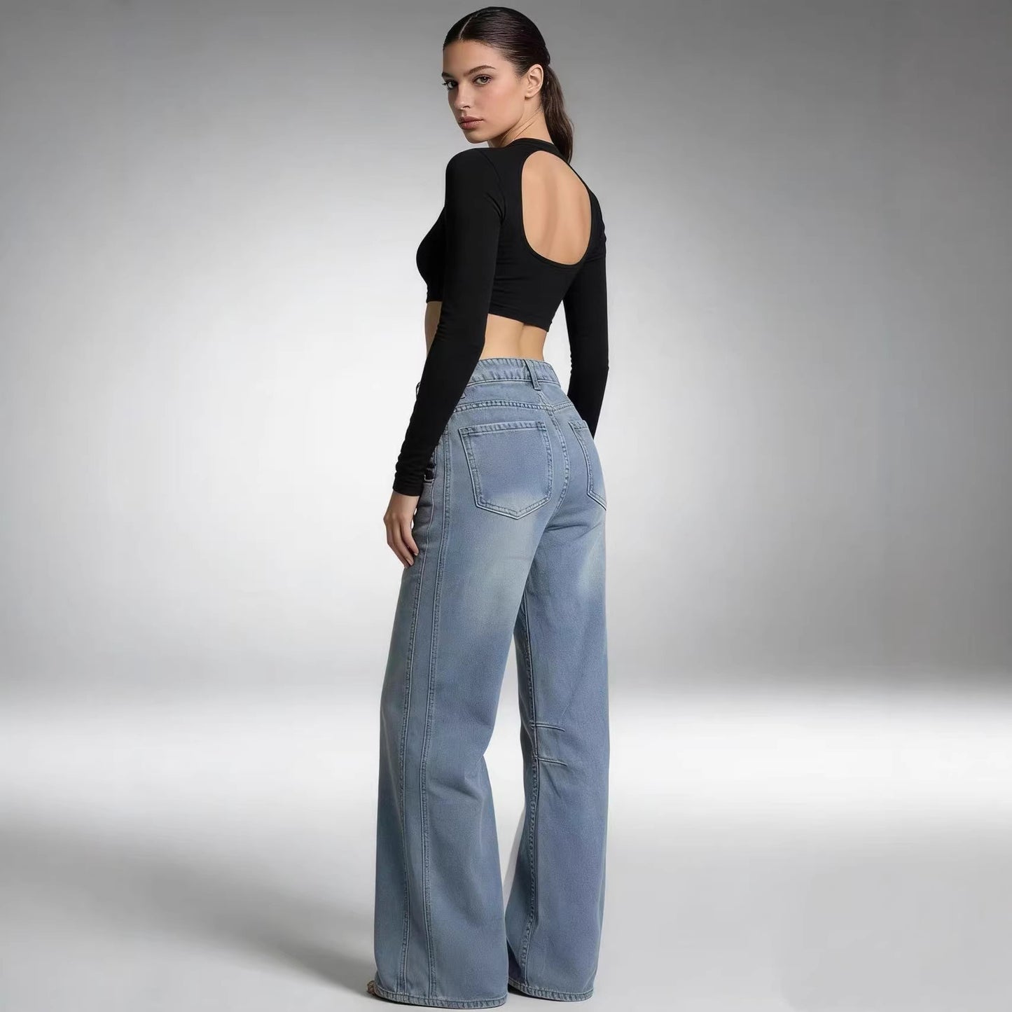 Women's Loose Mid Waist Retro Casual Elegant Jeans