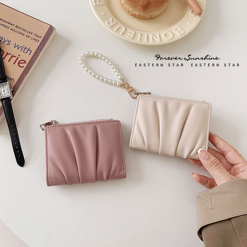 Style Pleated Simple Mini Multiple Slots Ladies Wallets