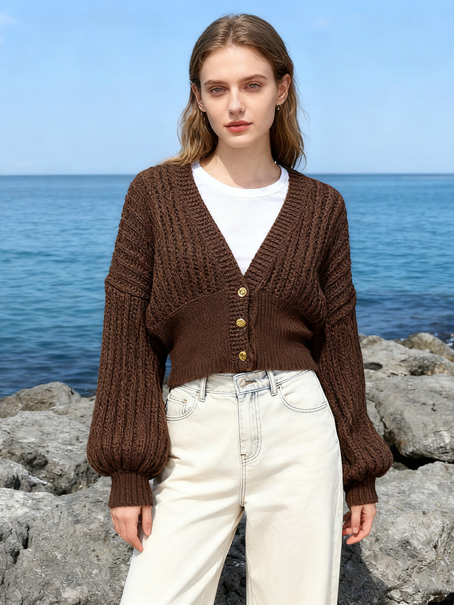 Women's Lantern Sleeve Autumn High-grade Fashion Fitted Cardigans