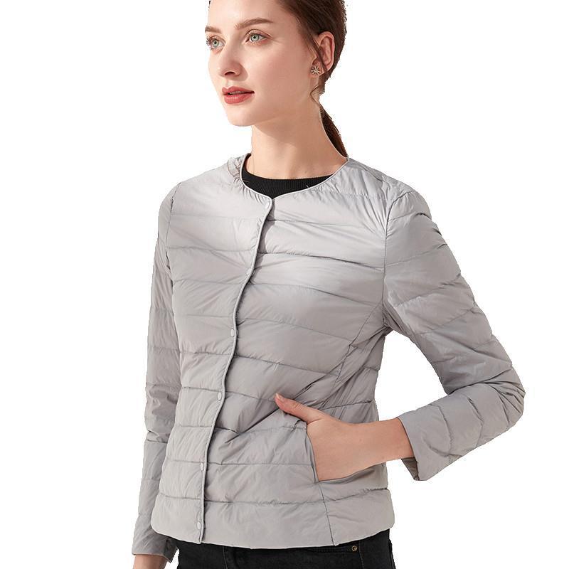 Women's Neck Slim Fit Large Collarless Long Jackets